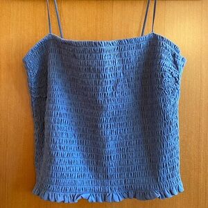 NWT ruched smocked blue abercrombie tank top